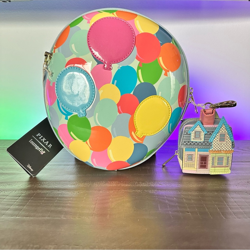 Loungefly Disney Pixar Up Balloons Crossbody + House Coin Bag NWT